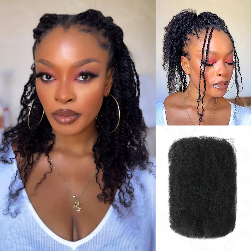 QVR Type 4C Afro Kinky Bulk Braiding Human Hair Extensions For Black Women - Image 8