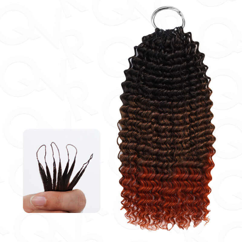 QVR Ombre #T1B/30/350 Small Kinky Curly Machine Made Feather Crochet Human Hair Extensions - Image 7