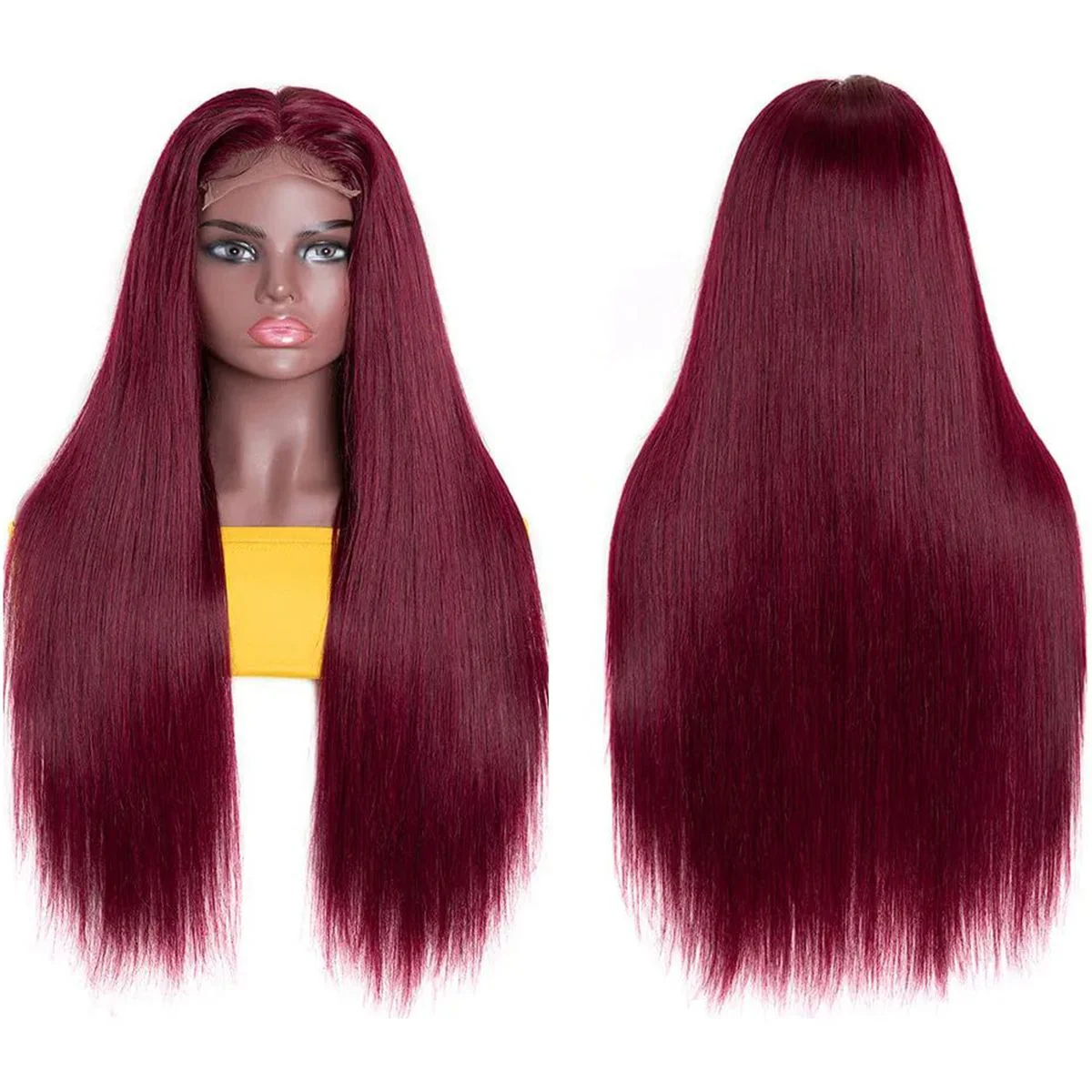 QVR New 99J HD 13x4 5x5 Lace Frontal Wigs Affordable Burgundy Straight Wigs - Image 5