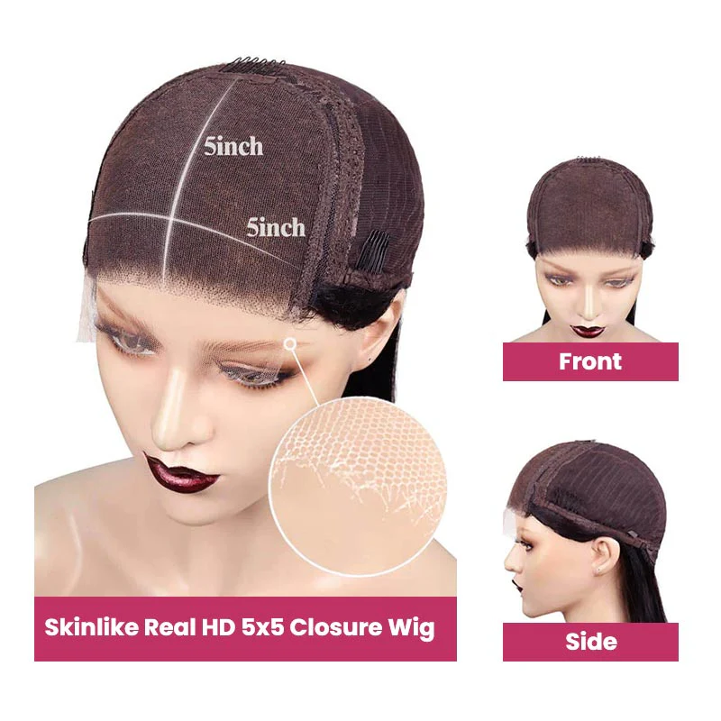 QVR New 99J HD 13x4 5x5 Lace Frontal Wigs Affordable Burgundy Straight Wigs - Image 9