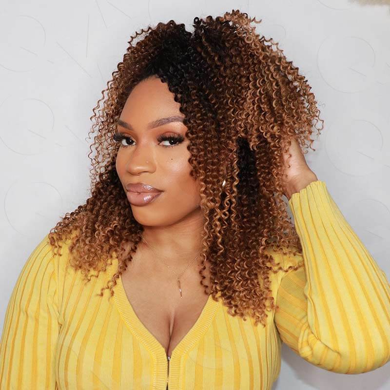 B3G1|Ombre #T1B/30/27 Small Kinky Curly Feather Crochet Human Hair - Image 4