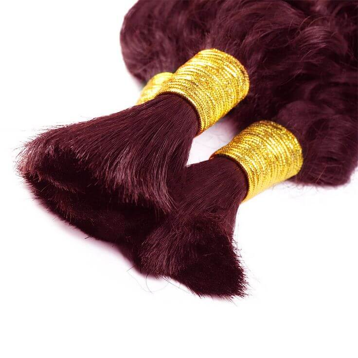 B3G1|QVR Burgundy Deep Wave Bulk Hair Extensions for Boho Knotless Braiding - Image 4