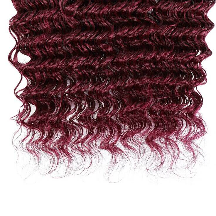 B3G1|QVR Burgundy Deep Wave Bulk Hair Extensions for Boho Knotless Braiding - Image 5