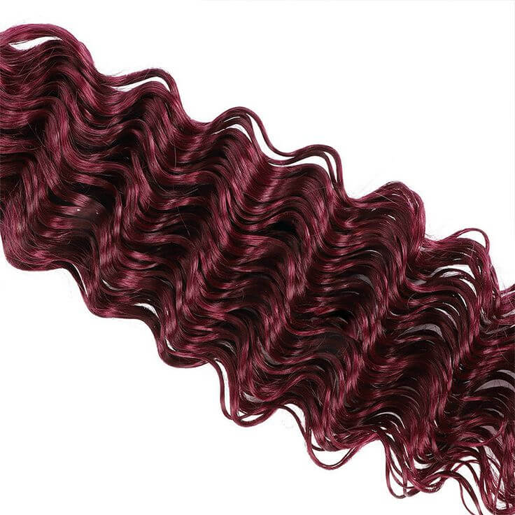 B3G1|QVR Burgundy Deep Wave Bulk Hair Extensions for Boho Knotless Braiding - Image 6