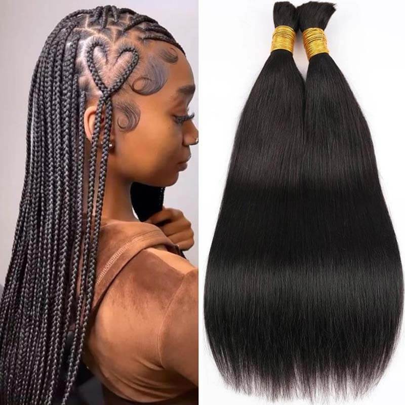 B3G1|QVR Natural Black Bulk Human HairExtensions for Boho Knotless Braiding - Image 15