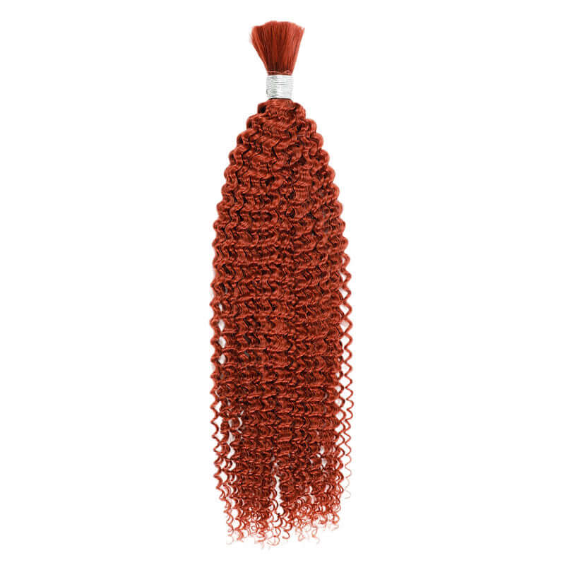 B3G1|QVR Orange Kinky Curly Bulk Human Hair Extensions - Image 3
