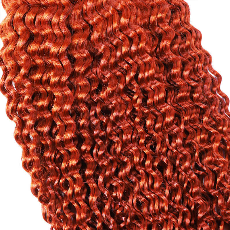 B3G1|QVR Orange Kinky Curly Bulk Human Hair Extensions - Image 4