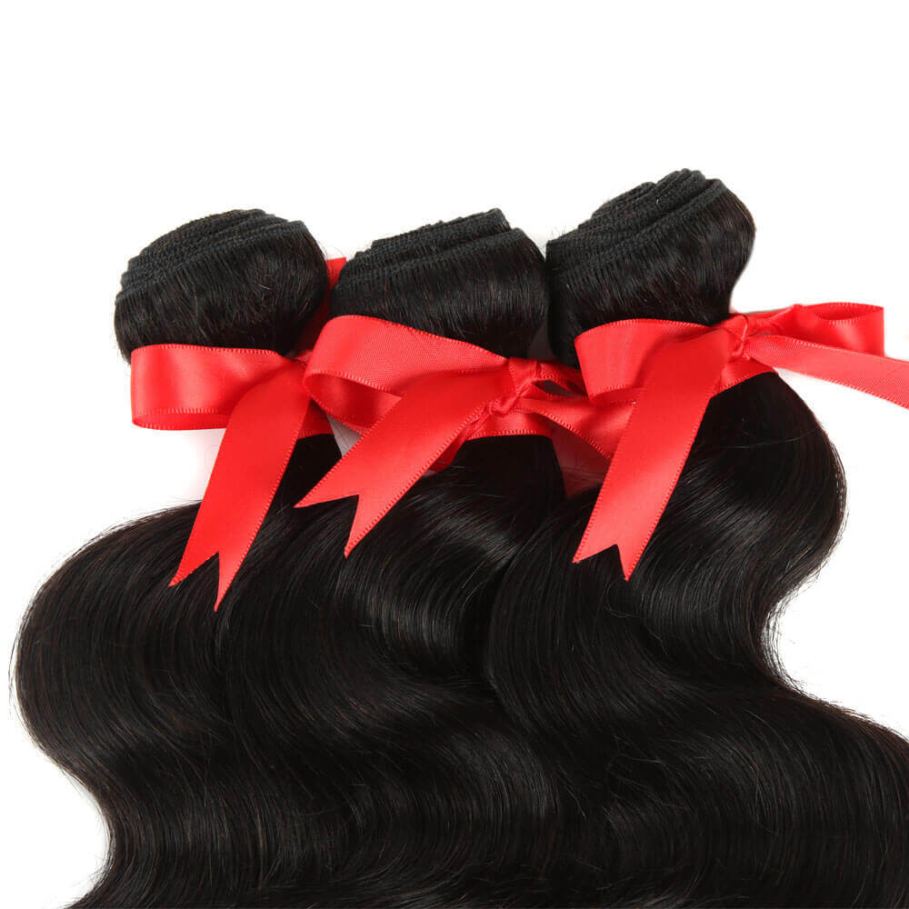 QVR Body Wave Bundles With Closure Virgin Brazilian Hair Weave 3 Bundles With Closure Natural Color 40" - Image 4