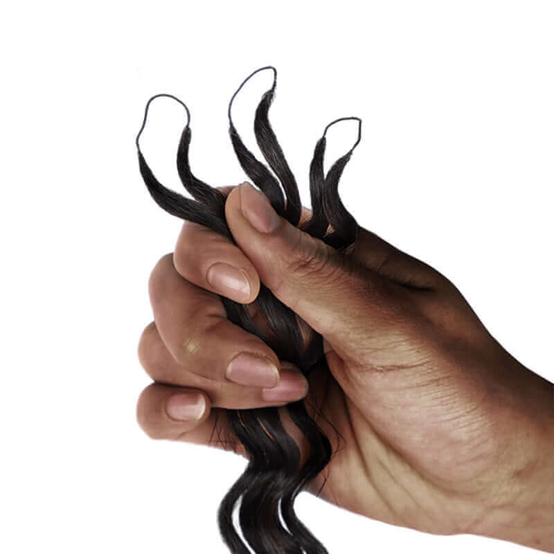 QVR Invisible Water Wave Brown Highlight Feather Crochet Human Hair Extensions - Image 8