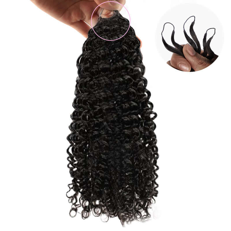 QVR Soft Kinky Curly Feather Crochet Braid Natural Black Wavy Human Hair Extensions - Image 7