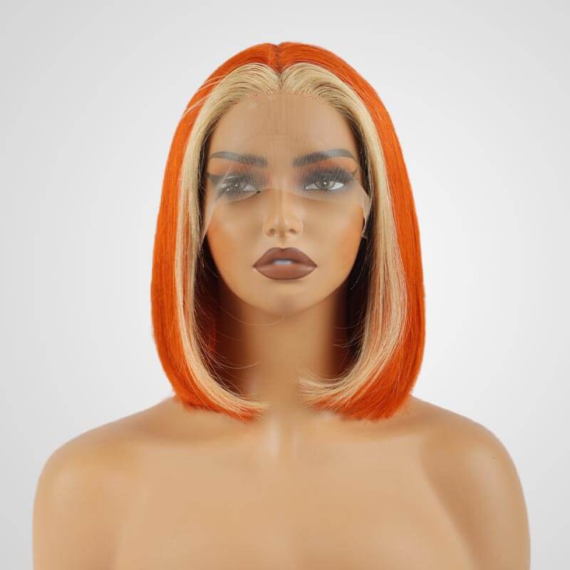 Flash Sale|Ombre Orange/613 Straight T Lace Bob Wig - Image 3