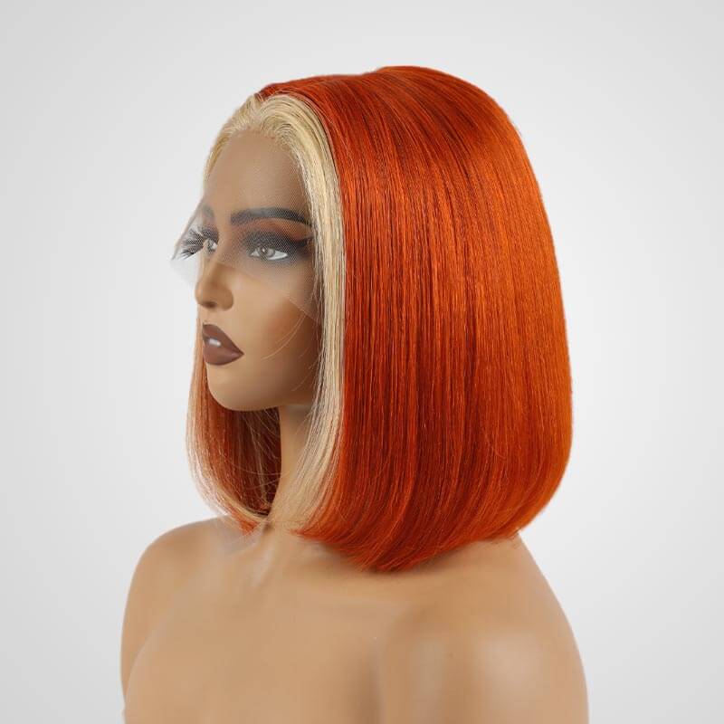 Flash Sale|Ombre Orange/613 Straight T Lace Bob Wig - Image 4