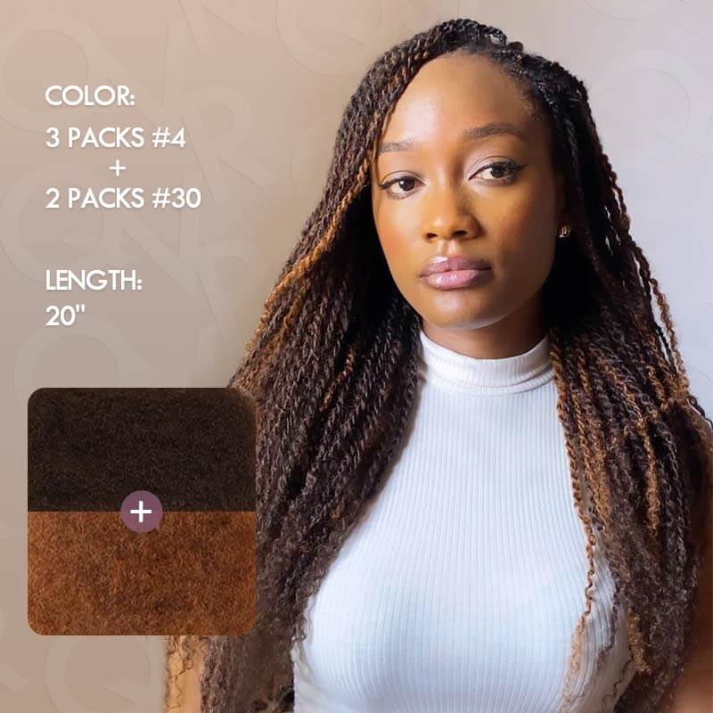 QVR #4+#30 Two Colors Afro Kinky Bulk Human Hair For Braiding DreadLock - Image 9