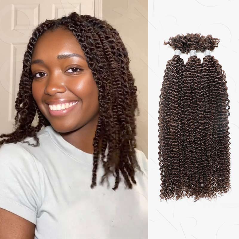 QVR Human Afro Kinky V Bulk Natural Curly Hair for Kinky Twist Crochet Braiding Hair - Image 15