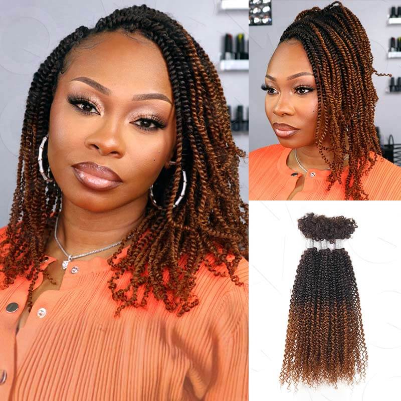 QVR Human Afro Kinky V Bulk Natural Curly Hair for Kinky Twist Crochet Braiding Hair - Image 3
