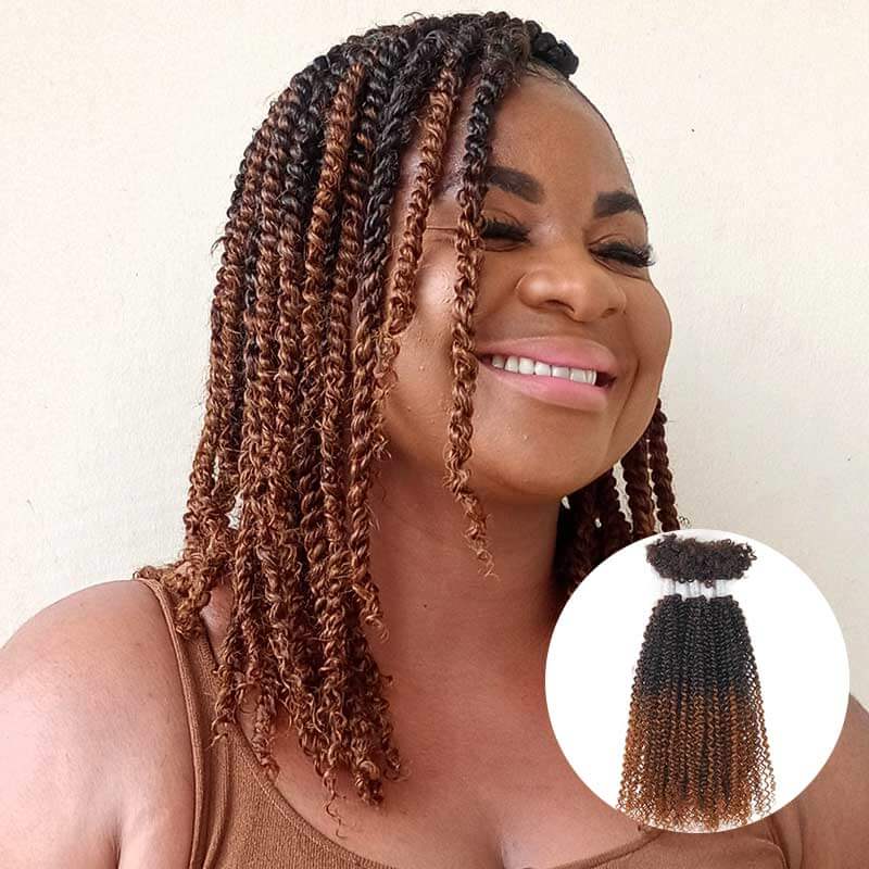 QVR Human Afro Kinky V Bulk Natural Curly Hair for Kinky Twist Crochet Braiding Hair - Image 4