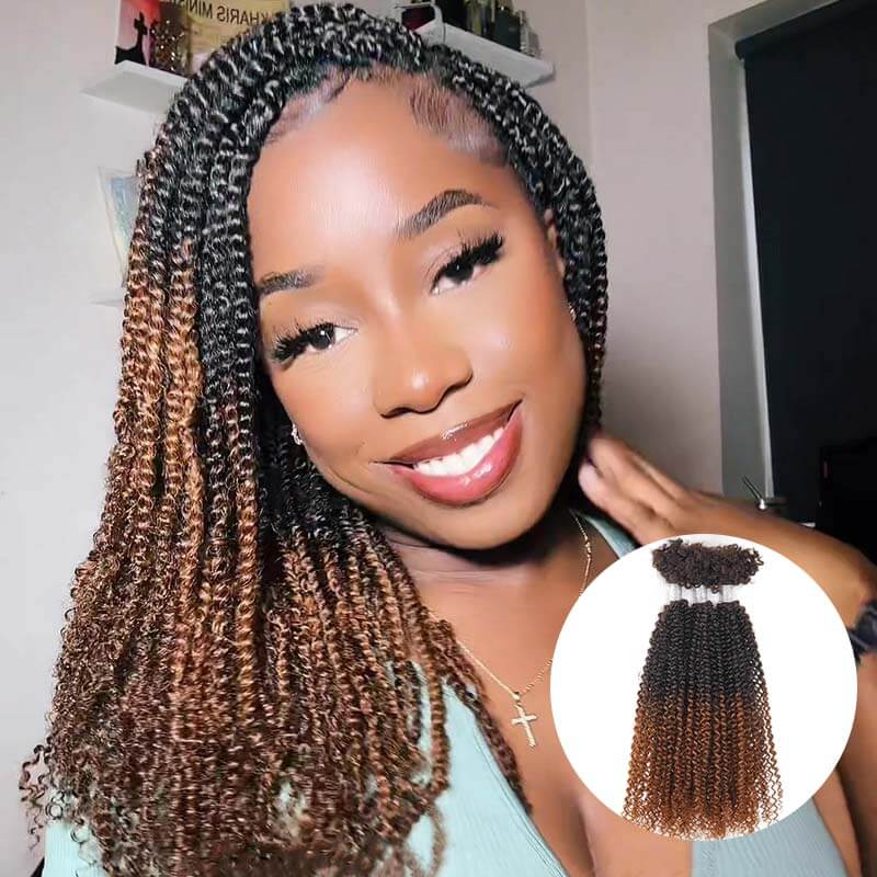 QVR Human Afro Kinky V Bulk Natural Curly Hair for Kinky Twist Crochet Braiding Hair - Image 5