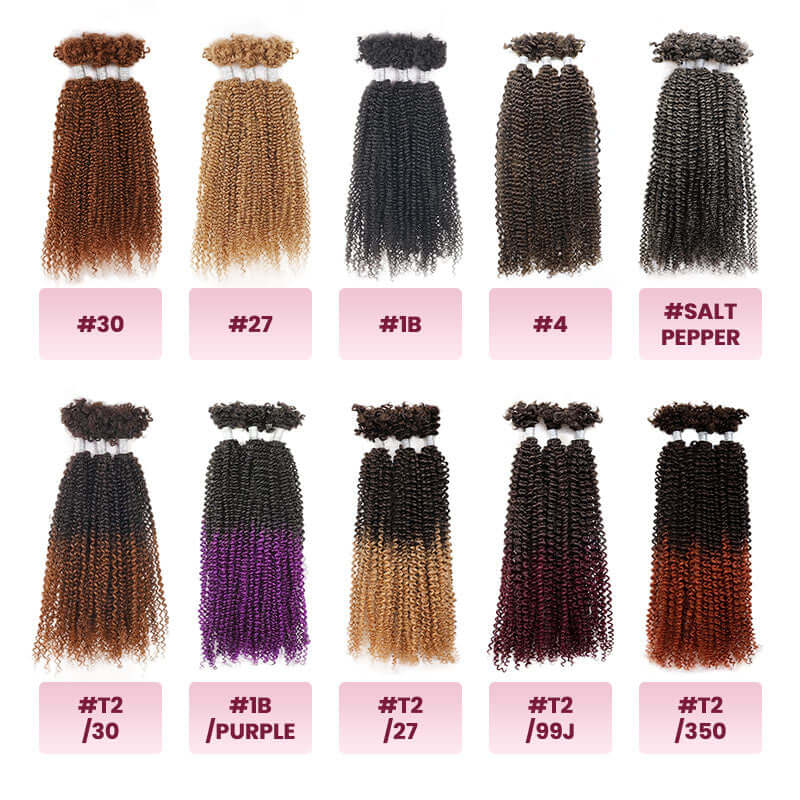 QVR Human Afro Kinky V Bulk Natural Curly Hair for Kinky Twist Crochet Braiding Hair - Image 7