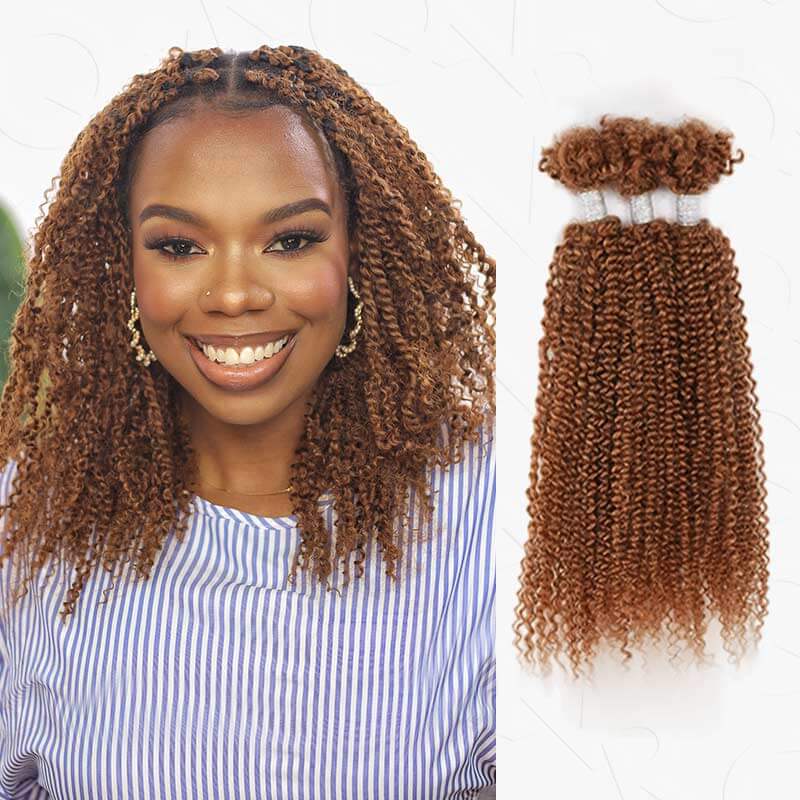 QVR Human Afro Kinky V Bulk Natural Curly Hair for Kinky Twist Crochet Braiding Hair - Image 9