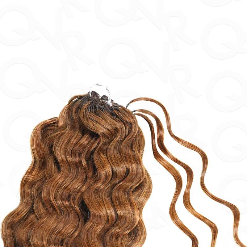 QVR Auburn Brown #30 Crochet Hair Water Wave Machine Made Feather Human Hair Extension - Image 3