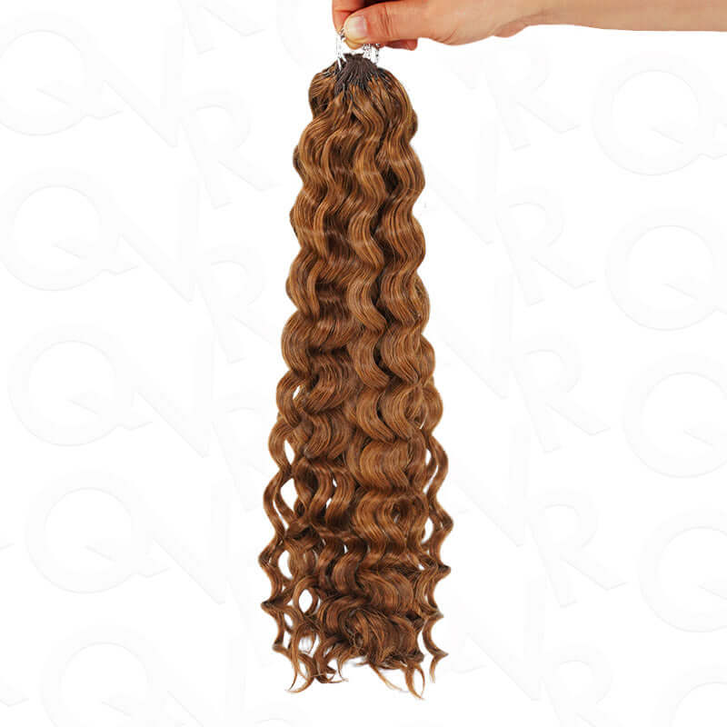 QVR Auburn Brown #30 Crochet Hair Water Wave Machine Made Feather Human Hair Extension - Image 4