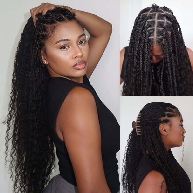 B3G1|QVR Natural Black Bulk Human HairExtensions for Boho Knotless Braiding - Image 6