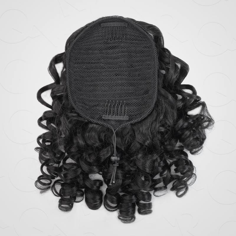 QVR Drawstring Ponytail Extension Bouncy Curl Human Hair Ponytail Hairstyle - Image 3