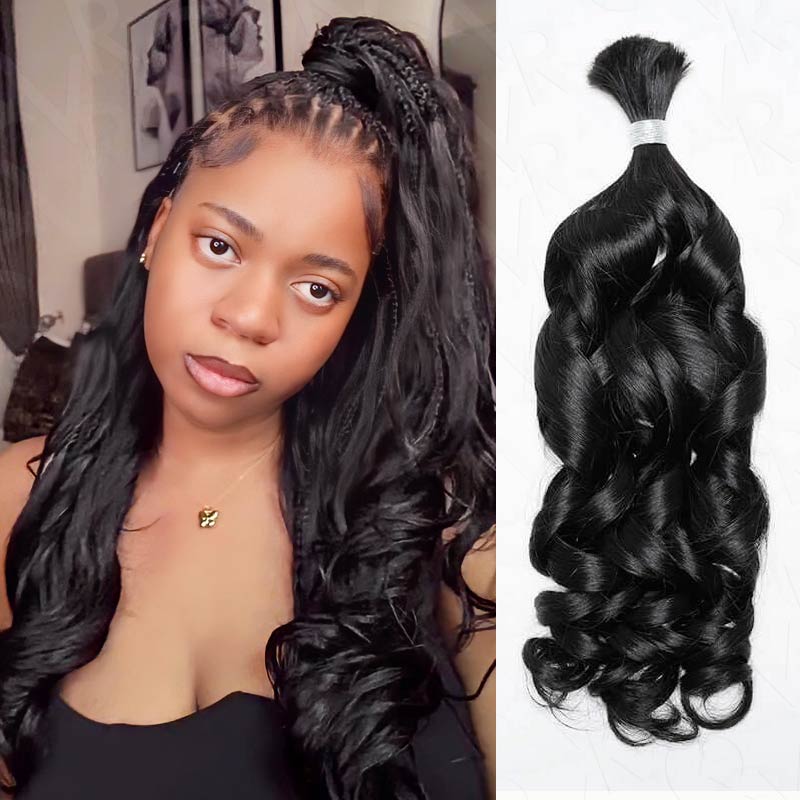 B3G1|QVR Natural Black Bulk Human HairExtensions for Boho Knotless Braiding - Image 10