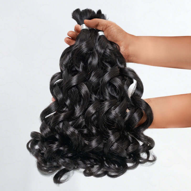 B3G1|QVR Natural Black Bulk Human HairExtensions for Boho Knotless Braiding - Image 11