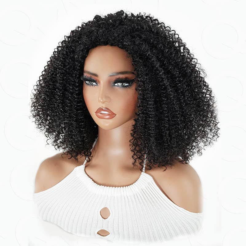 QVR Glueless Auburn Brown Kinky Curly Straight Half Wig 250% Density Human Hair Wig Wear Go Flip Over Wig - Image 12
