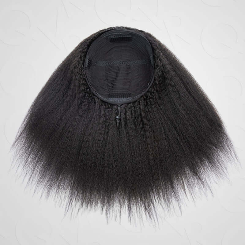 QVR Glueless Kinky Straight Half Wig 250% Density Human Hair Wig Wear Go Flip Over Wig - Image 11