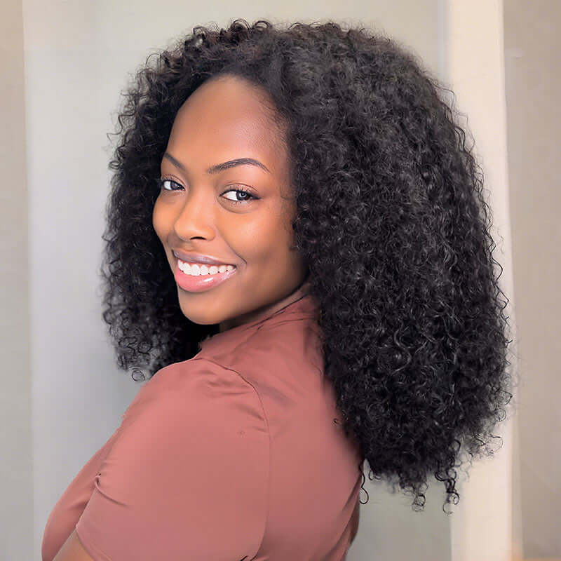 QVR Glueless Twist Curly Half Wig 250% Density Human Hair Wig Wear Go Flip Over Wig - Image 4