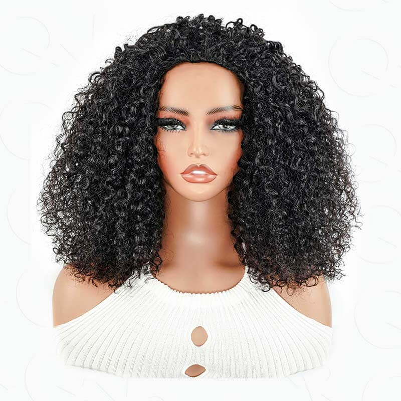 QVR Glueless Twist Curly Half Wig 250% Density Human Hair Wig Wear Go Flip Over Wig - Image 7