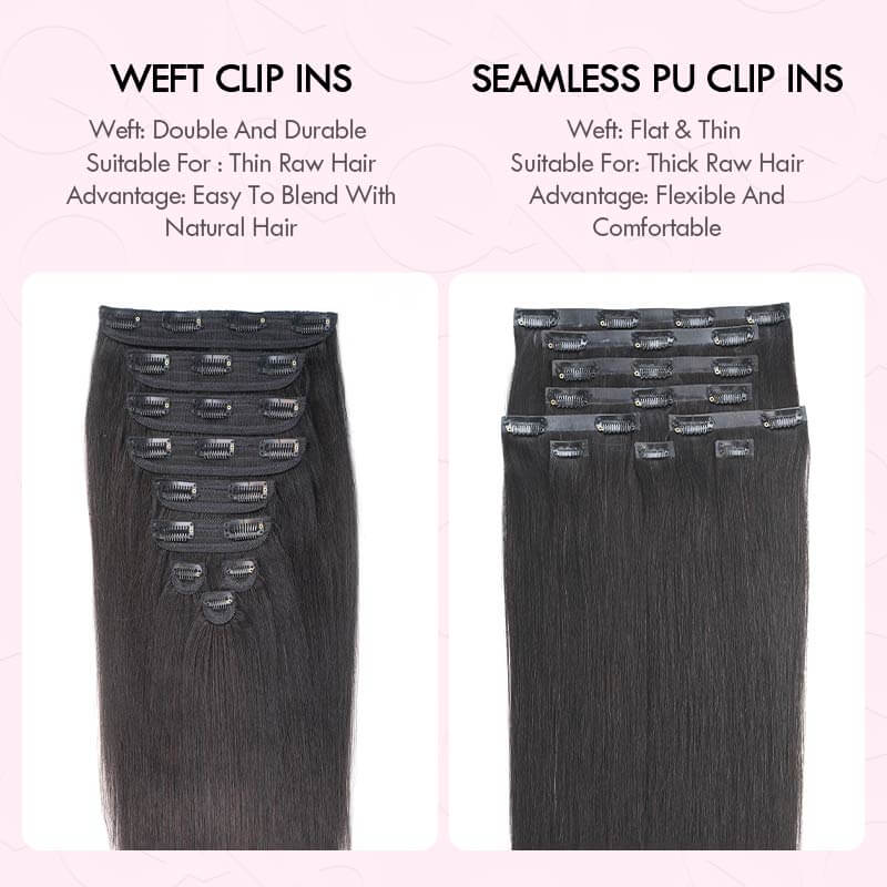 QVR Invisible 9PCS Weft Clip In Hair Extensions 5PCS Volumizer Natural Straight PU Clip In Human Hair - Image 6