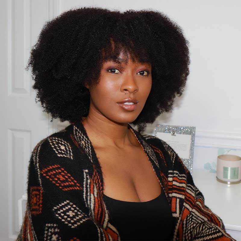 QVR Afro Kinky Curly V Part Wigs Human Hair Beginner Friendly No Leave Out - Image 4