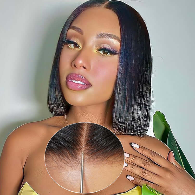 QVR Glueless Pre-cut 4x6 HD Lace Closure Human Hair Short Bob Wigs Straight Wear and Go Wigs - Image 5