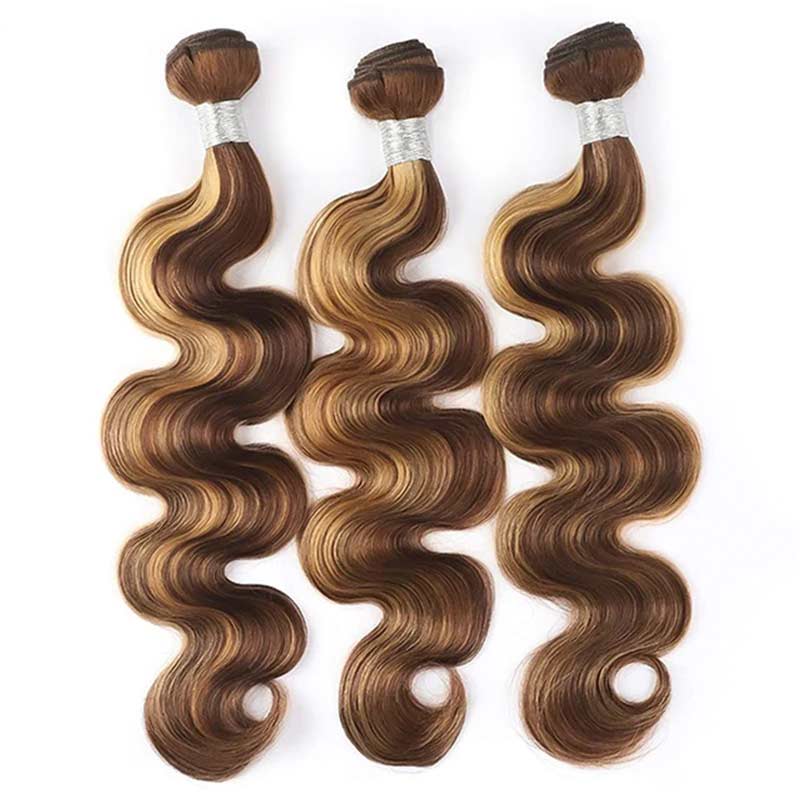 QVR Piano Highlight Body Wave Bundles P4/27 Bundles Ombre Human Hair Bundles - Image 9