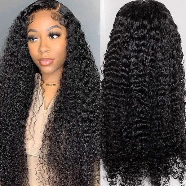 QVR Glueless 13x4 HD Lace Frontal Wig Deep Wave Invisible HD Lace Human Hair Wigs - Image 3