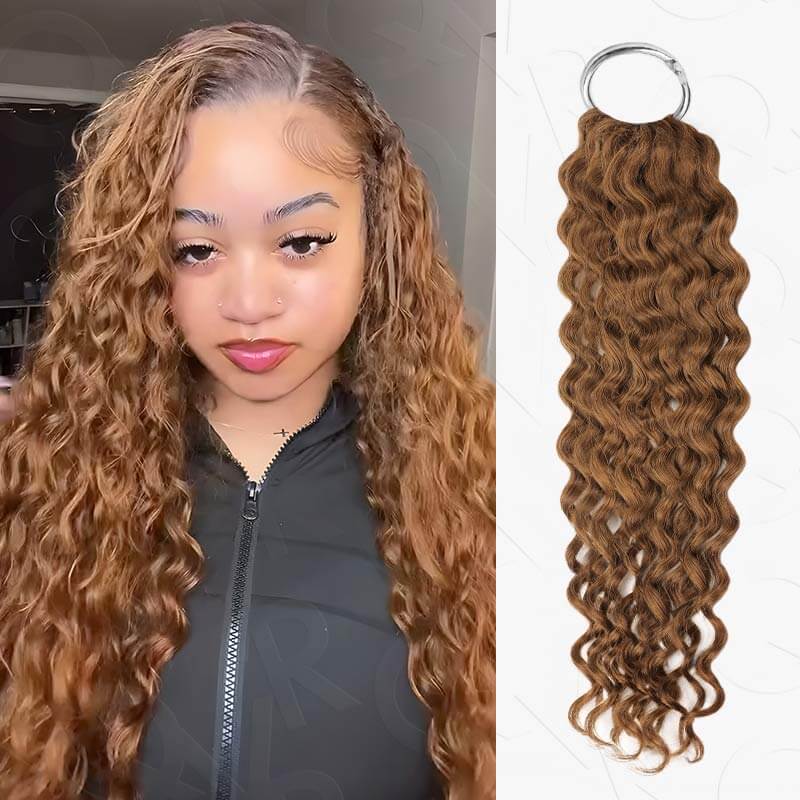 QVR Dark Brown #4 Crochet Hair Water Wave Machine Made Feather Human Hair Extension - Image 14