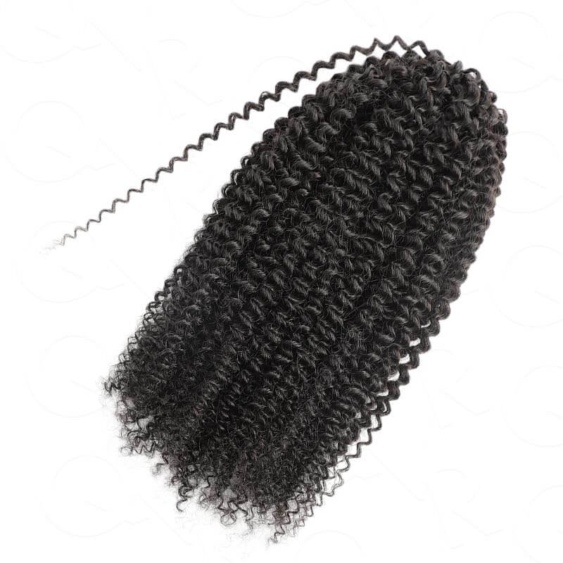 QVR Afro Kinky Curly Crochet Hair Machine Made Natural Black Feather Human Hair Extension - Image 10