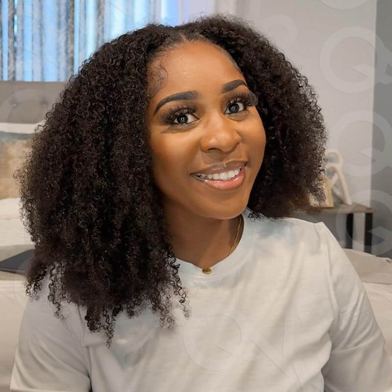 QVR Afro Kinky Curly Crochet Hair Machine Made Natural Black Feather Human Hair Extension - Image 15