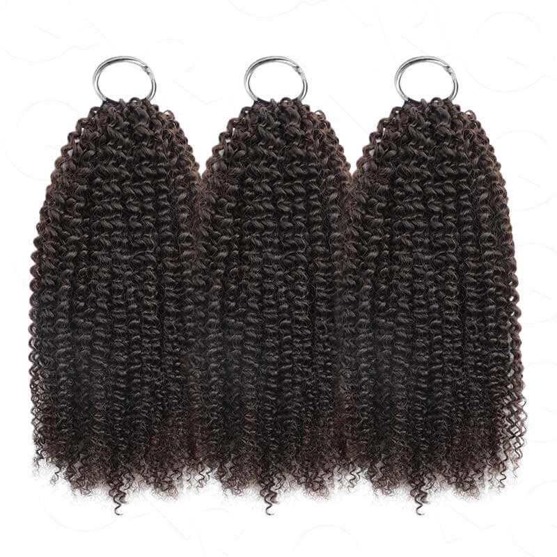 QVR Afro Kinky Curly Crochet Hair Machine Made Natural Black Feather Human Hair Extension - Image 14