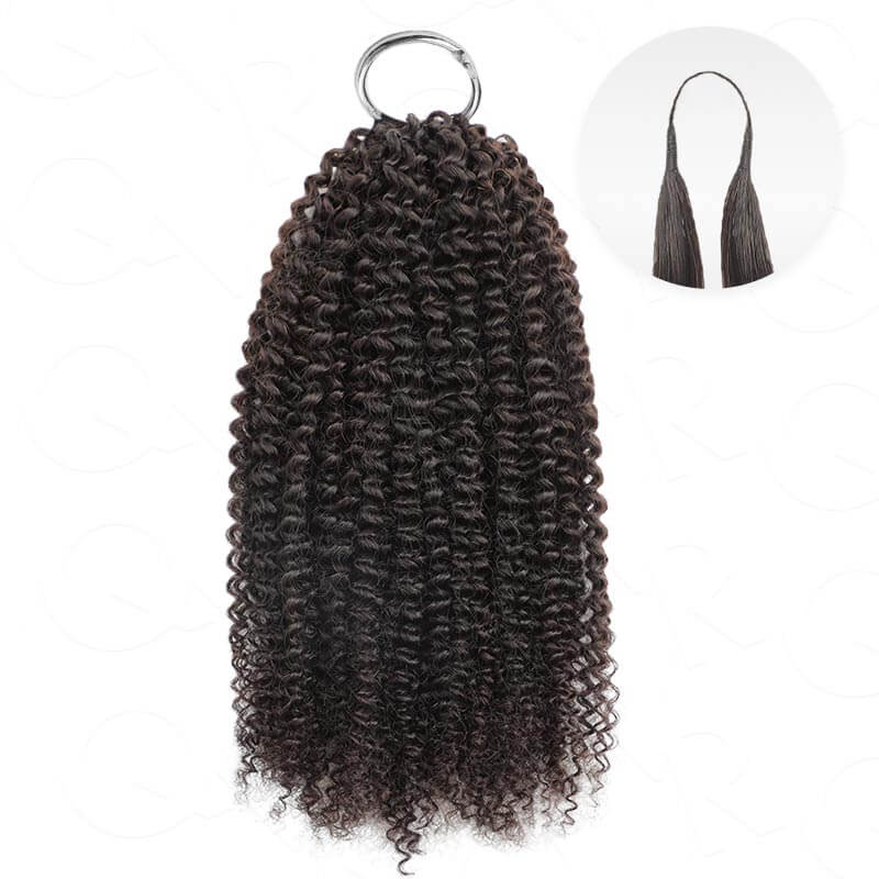 QVR Afro Kinky Curly Crochet Hair Machine Made Natural Black Feather Human Hair Extension - Image 13