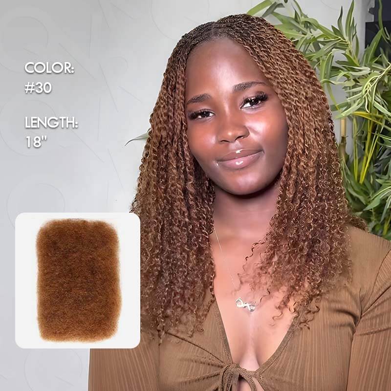 QVR Affordable Afro Kinky Bulk Human Hair Auburn Color For Braiding DreadLock - Image 8