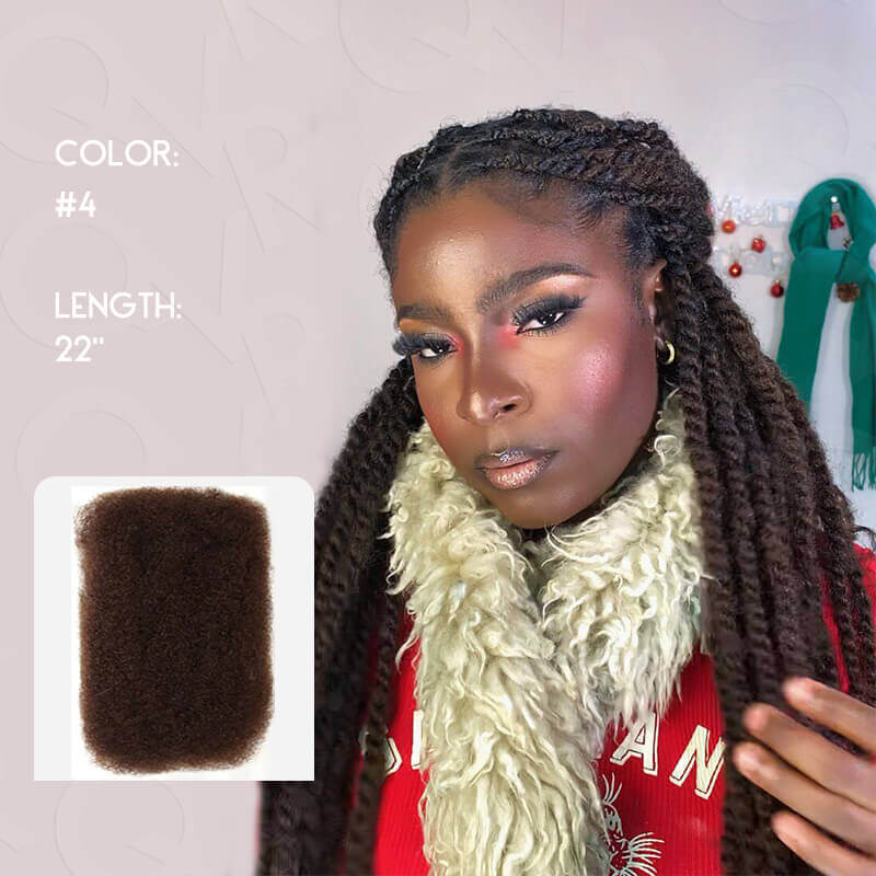 B3G1|Reddish Brown Afro kinky Bulk Human Hair - Image 6