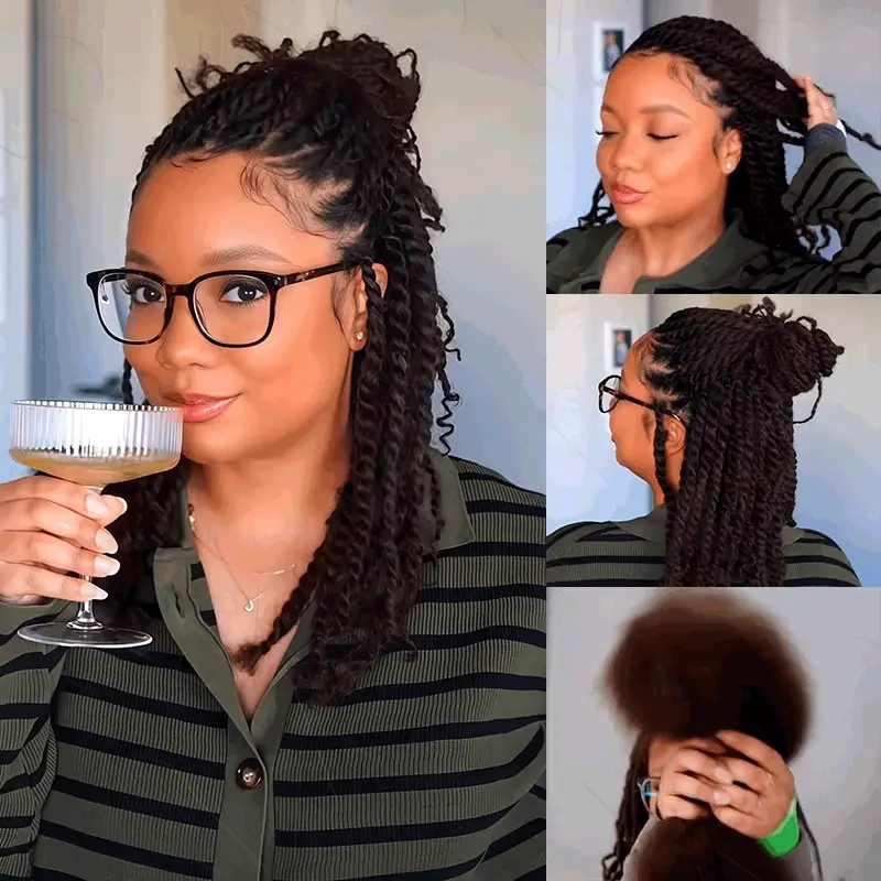 QVR Type 4C Afro Kinky Bulk Braiding Human Hair Extensions For Black Women - Image 12