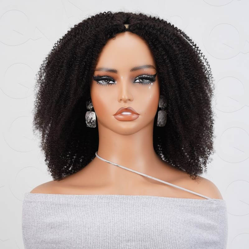 QVR Afro Kinky Curly V Part Wigs Human Hair Beginner Friendly No Leave Out - Image 8