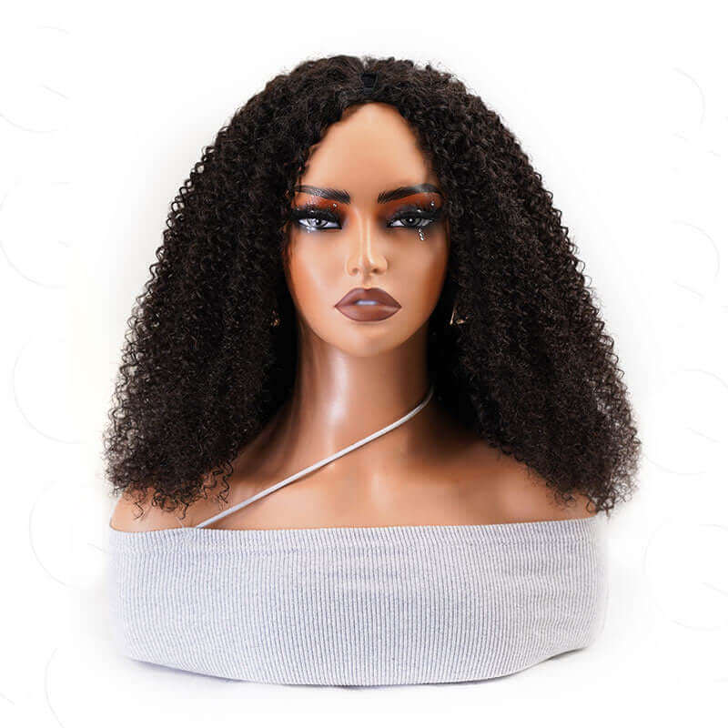 QVR Invisible Lace Edge Kinky Curly V Part Wigs Highlight #1B/27/613 No Leave Out Human Hair Wig - Image 20