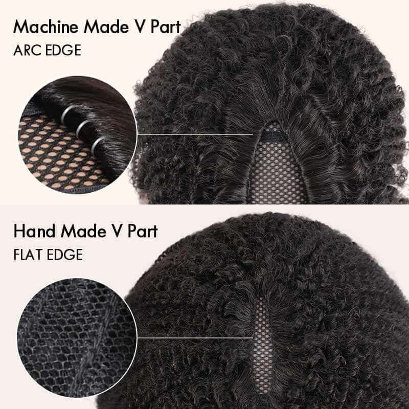 QVR Afro Kinky Curly V Part Wigs Human Hair Beginner Friendly No Leave Out - Image 10