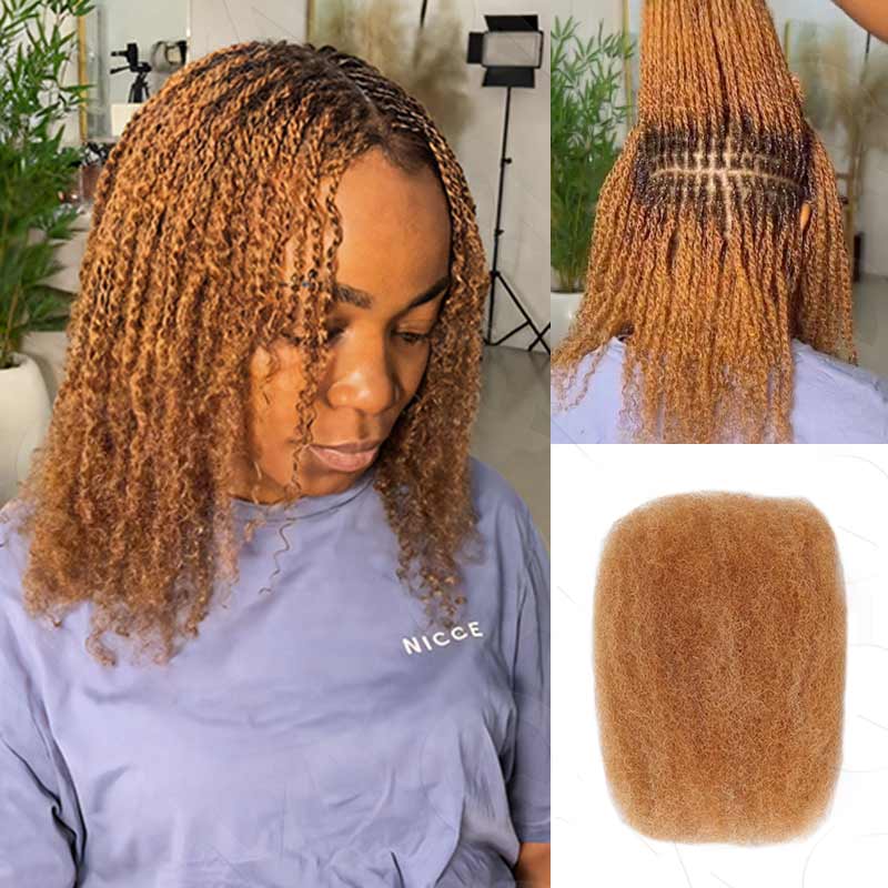 B3G1|Honey Blonde Afro kinky Bulk Human Hair - Image 9